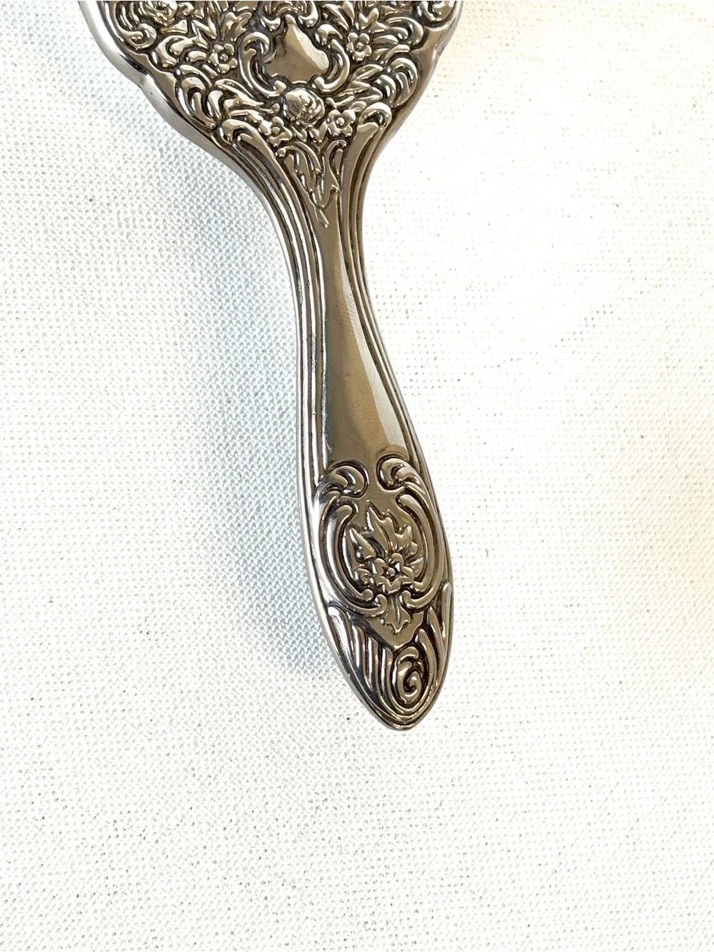 Hair Brush Antique Victorian 1920s French Vanity Ornate Silver Metallic